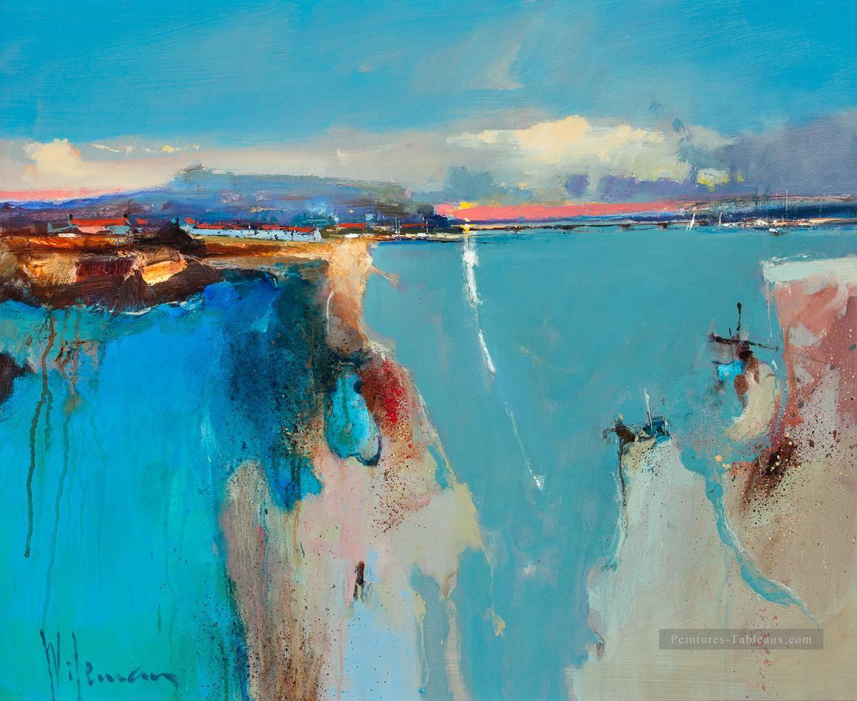 bleu lagon abstrait paysage Peintures à l'huile